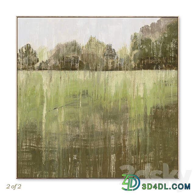 Green Accent Abstract Landscape Large Wall Art C 552 3D Models