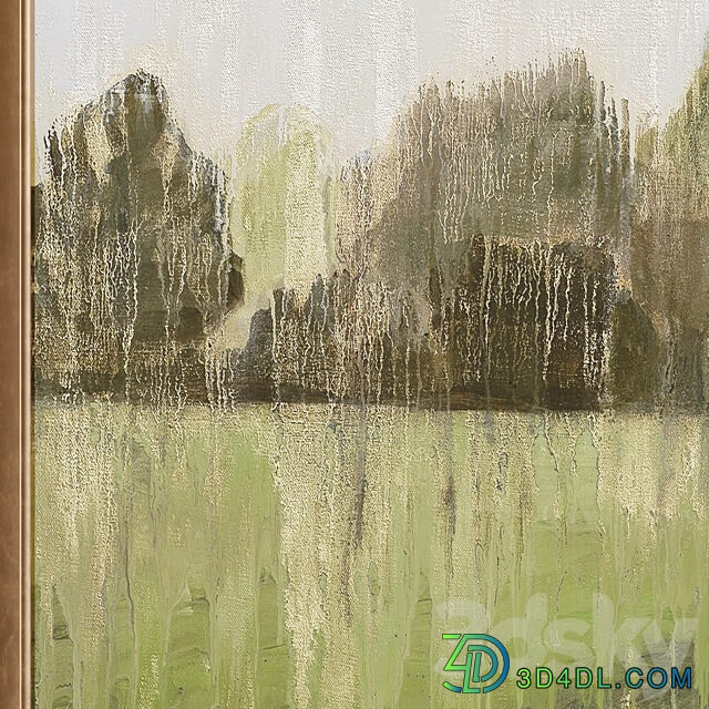 Green Accent Abstract Landscape Large Wall Art C 552 3D Models