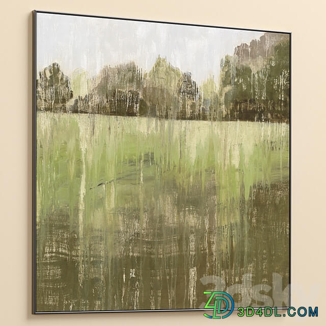 Green Accent Abstract Landscape Large Wall Art C 552 3D Models