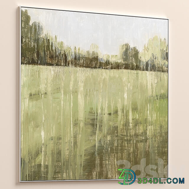 Green Accent Abstract Landscape Large Wall Art C 552 3D Models