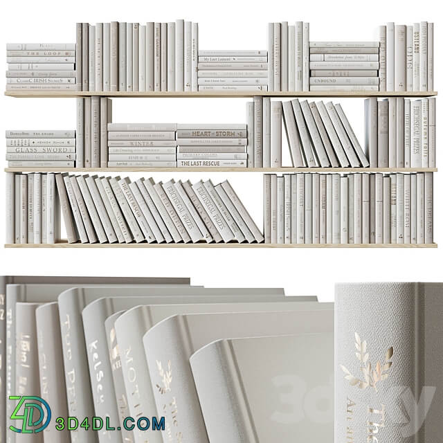 A set of beige books Books light beige 3D Models