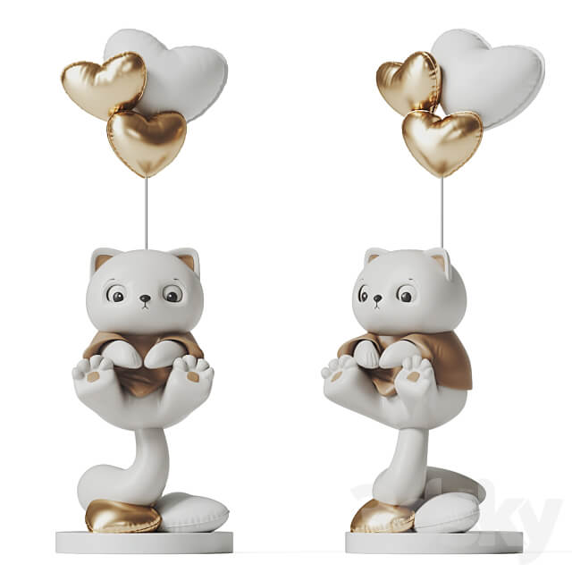 Cat and Balloons 3D Models
