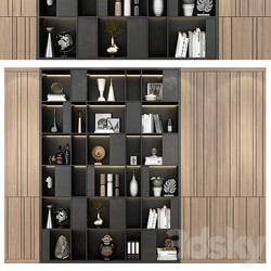 Modern luxury wooden bookshelf GHS 2362 3D Models 