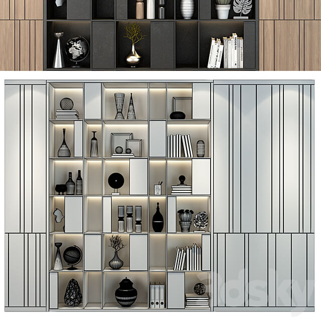 Modern luxury wooden bookshelf GHS 2362 3D Models