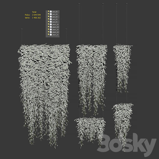 Plants in hanging pots v4. 5 models 3D Models