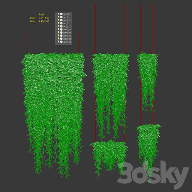 Plants in hanging pots v4. 5 models 3D Models