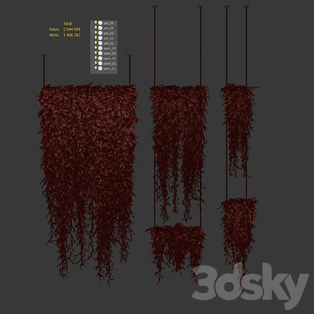 Plants in hanging pots v4. 5 models 3D Models