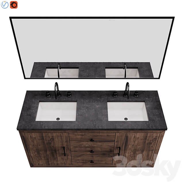 Oakleigh 60 Double Sink Vanity 3D Models
