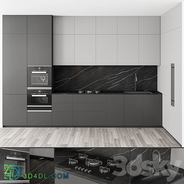 Modern Kitchen Black and White 100 Kitchen 3D Models