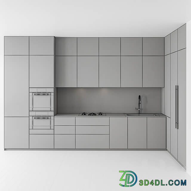 Modern Kitchen Black and White 100 Kitchen 3D Models