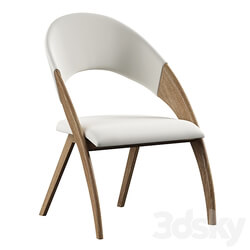 Walnut wood and cream leatherette dining chair 3D Models 