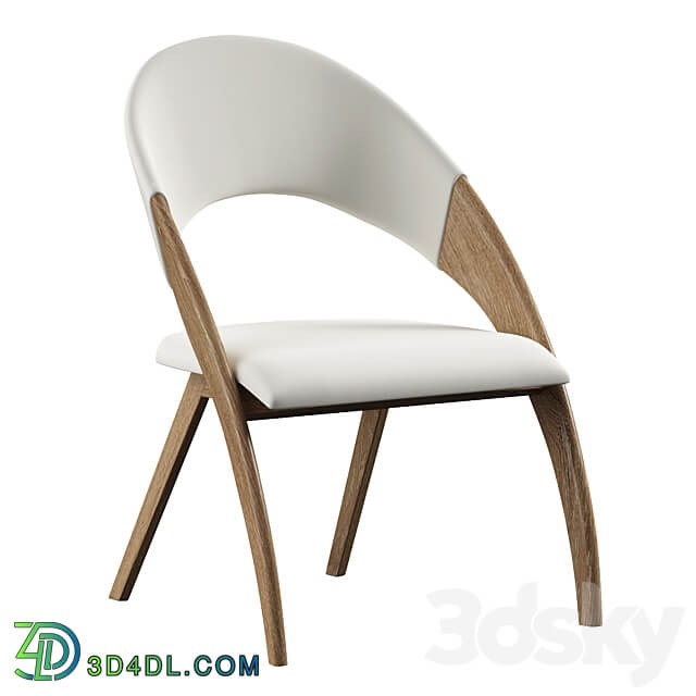 Walnut wood and cream leatherette dining chair 3D Models
