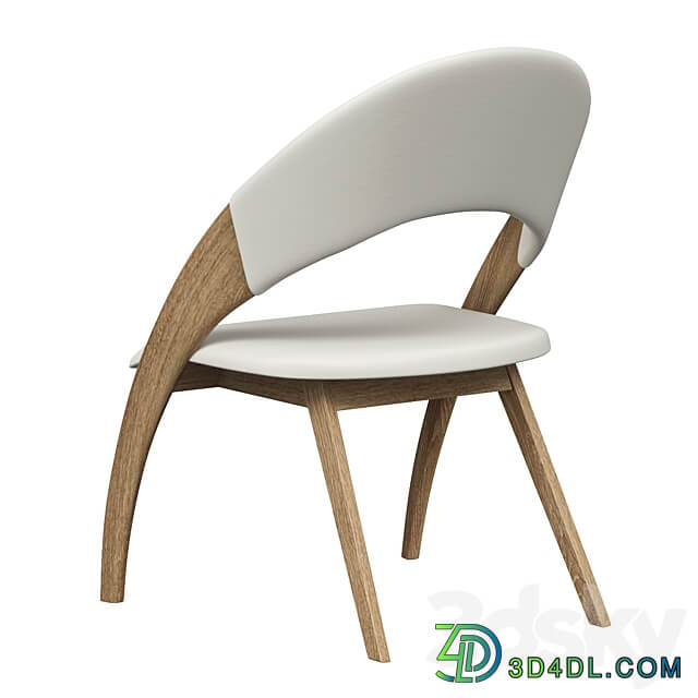 Walnut wood and cream leatherette dining chair 3D Models