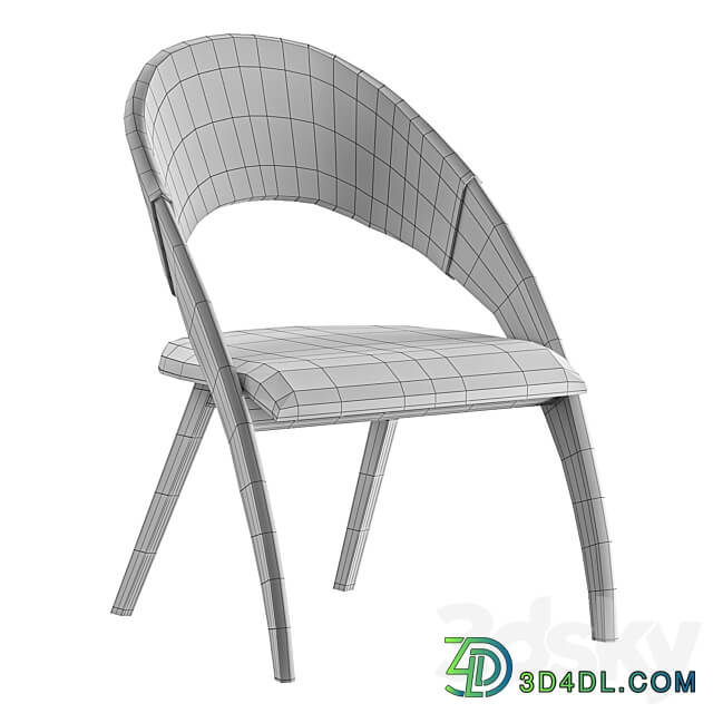 Walnut wood and cream leatherette dining chair 3D Models