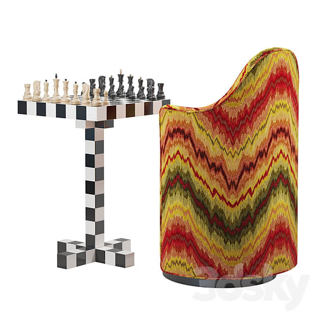 Moooi Chess Table Chair Table Chair 3D Models