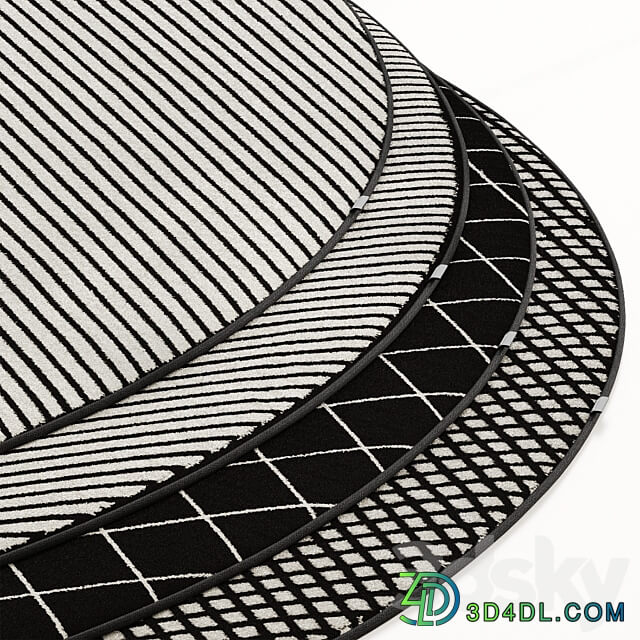 Round carpet set 01 3D Models