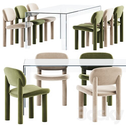 Chair Tottori Driade and Atlantis Table by Glas Italia Table Chair 3D Models 