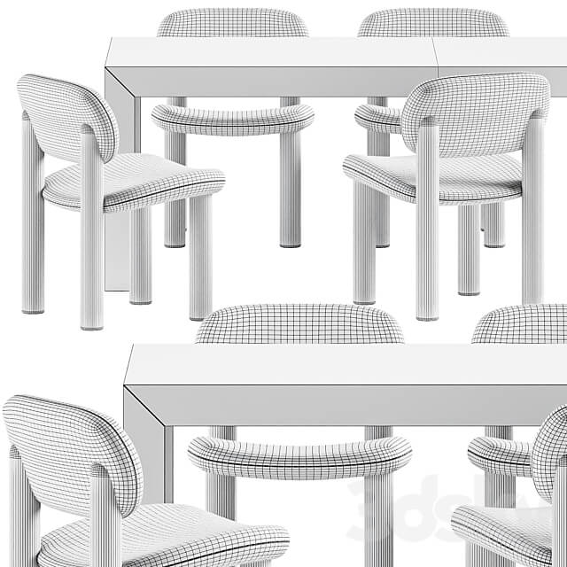 Chair Tottori Driade and Atlantis Table by Glas Italia Table Chair 3D Models