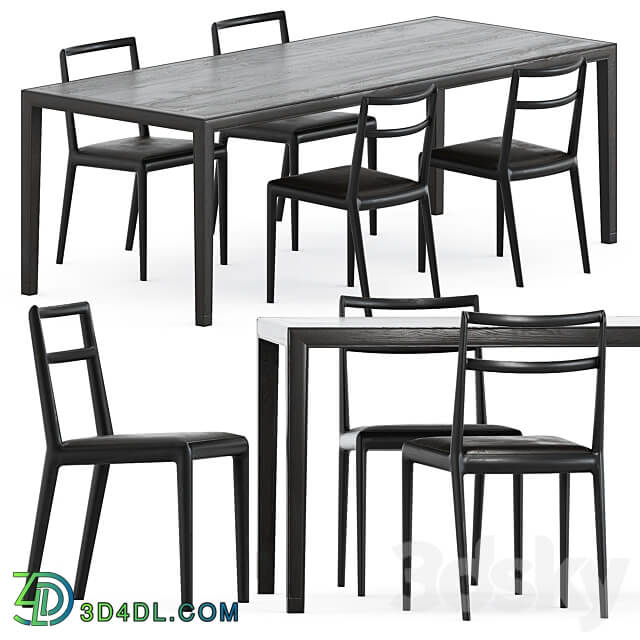 Straight back chair and Zhang table by Timeandstyle Table Chair 3D Models