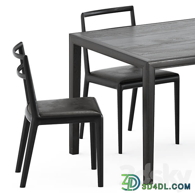 Straight back chair and Zhang table by Timeandstyle Table Chair 3D Models
