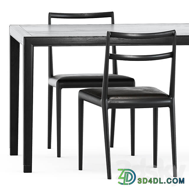 Straight back chair and Zhang table by Timeandstyle Table Chair 3D Models