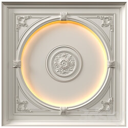 Coffered round illuminated ceiling in a classic style.Modern coffered illuminated ceiling Set 3D Models 