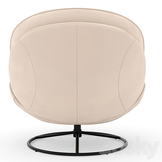 Velvet Swivel Accent Chair with Ottoman Set 3D Models