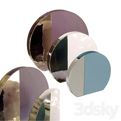 Set of vases Circle Vase 2 Glossy Tea Pink and Glossy Platinum 3D Models 