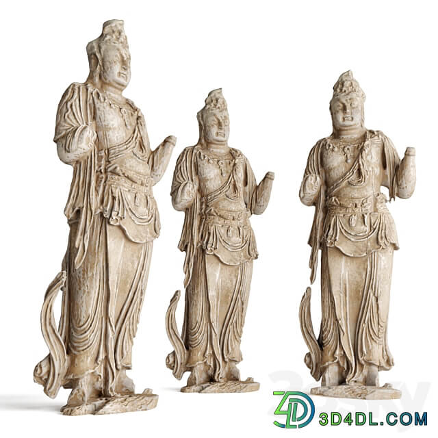 Standing Buddha bodhisattva sculpture 3D Models
