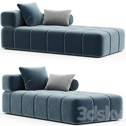 Contemporary Modular Sofa Settee in Velvet Blue Marine with metal base 01 3D Models 