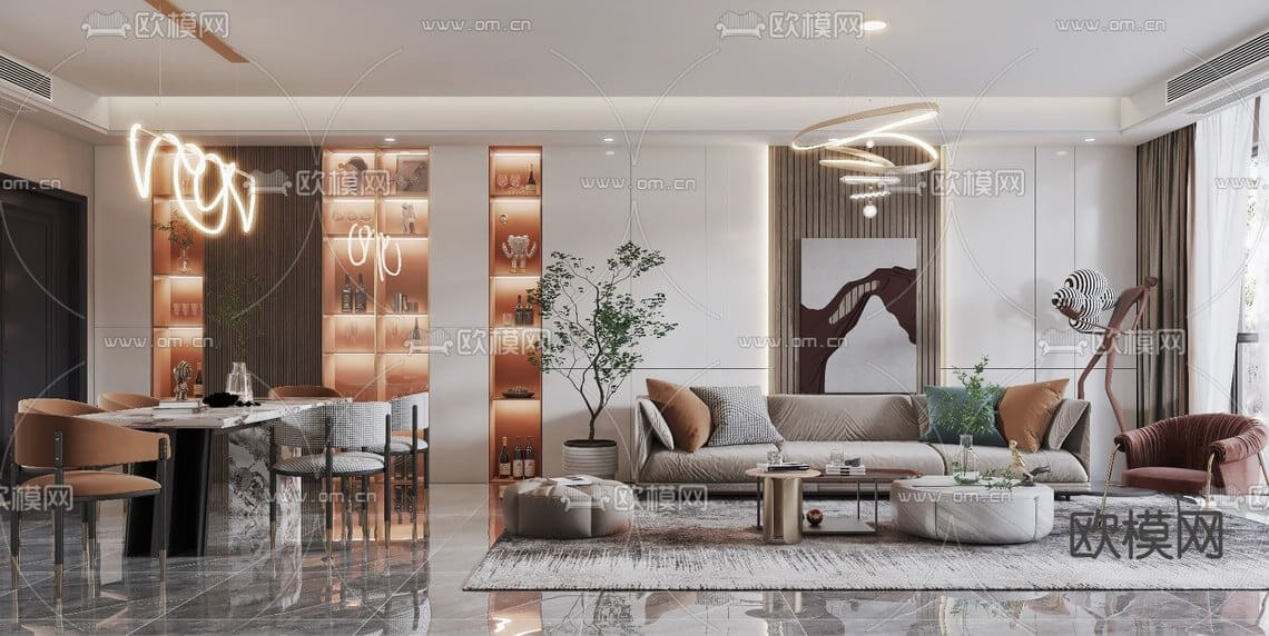 3D Interior Kitchen – Livingroom 305 Scene 3dsmax By Kha Vi