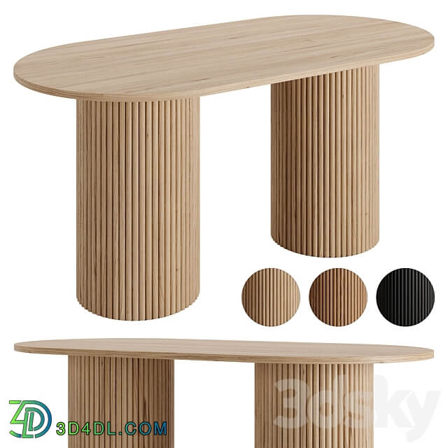 Farmhouse 63 Solid Wood Dining Table by Homary 3D Models