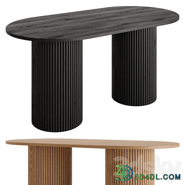Farmhouse 63 Solid Wood Dining Table by Homary 3D Models