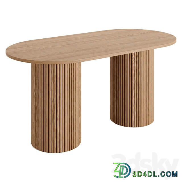 Farmhouse 63 Solid Wood Dining Table by Homary 3D Models