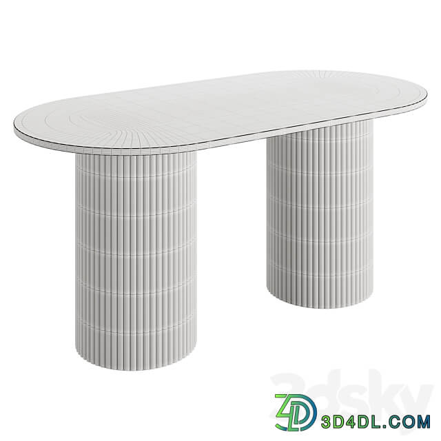 Farmhouse 63 Solid Wood Dining Table by Homary 3D Models