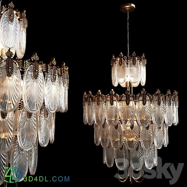 American retro glass chandelier Pendant light 3D Models