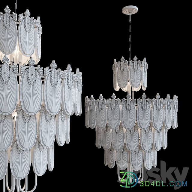 American retro glass chandelier Pendant light 3D Models