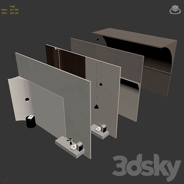 Decorative wall panel set 88 3D Models
