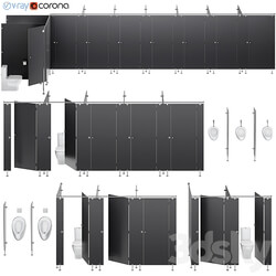 Sanitary partitions for public toilets FunderMax 3 3D Models 