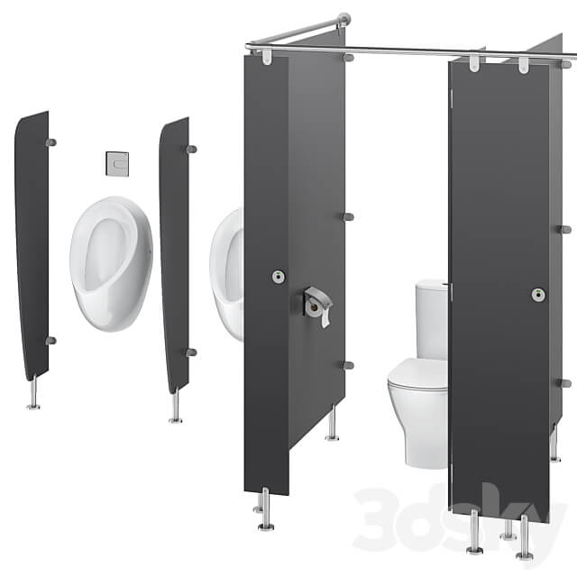 Sanitary partitions for public toilets FunderMax 3 3D Models