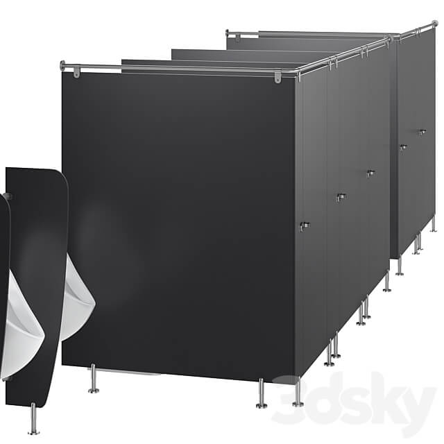 Sanitary partitions for public toilets FunderMax 3 3D Models