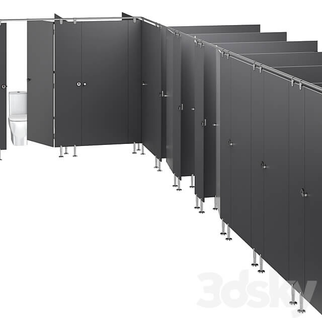 Sanitary partitions for public toilets FunderMax 3 3D Models