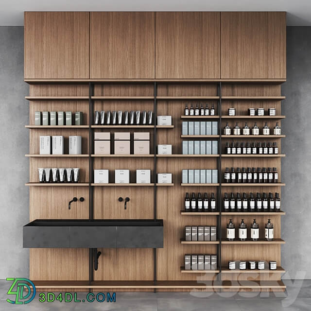 Cosmetic set wooden shelving 3D Models