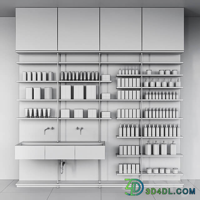 Cosmetic set wooden shelving 3D Models