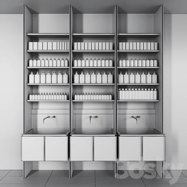 Cosmetic set glass and metal shelving 3D Models
