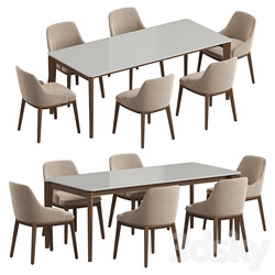 Angel Cerda Nogal Atlas Dining set Table Chair 3D Models 