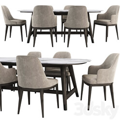 Anna Chair and Desco Table by Flexform Table Chair 3D Models 