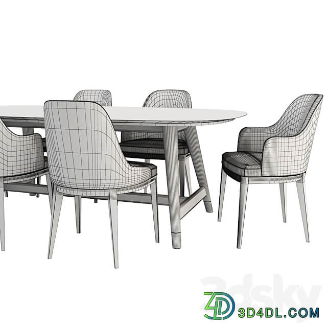Anna Chair and Desco Table by Flexform Table Chair 3D Models