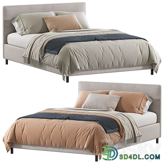 Double bed 120 Bed 3D Models