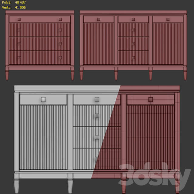 Chest of drawers buffet Foxtrot Siver Dresser sideboard Sideboard Chest of drawer 3D Models